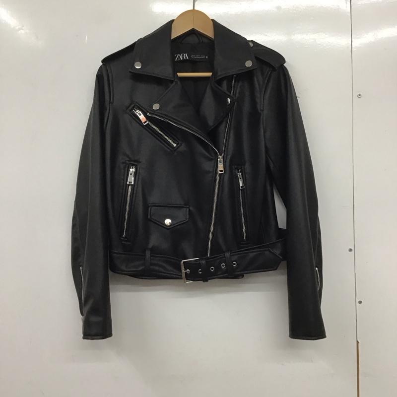 ザラ ZARA ジャケット、上着 ライダース 3046/060/800 レザー風バイカージャケット M 無地 黒 / ブラック / レディース USED 古着 中古 10133675