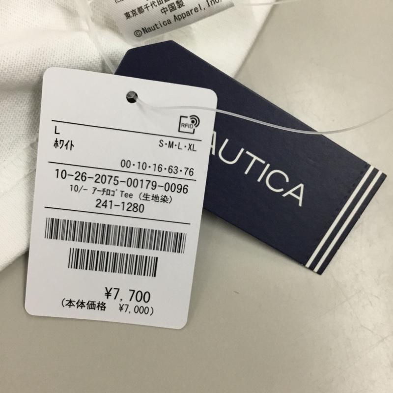 ノーティカ NAUTICA カットソー 半袖 半袖カットソー プリントTシャツ クルーネックカットソー L ロゴ、文字 白 / ホワイト / メンズ USED 古着 中古 10120480