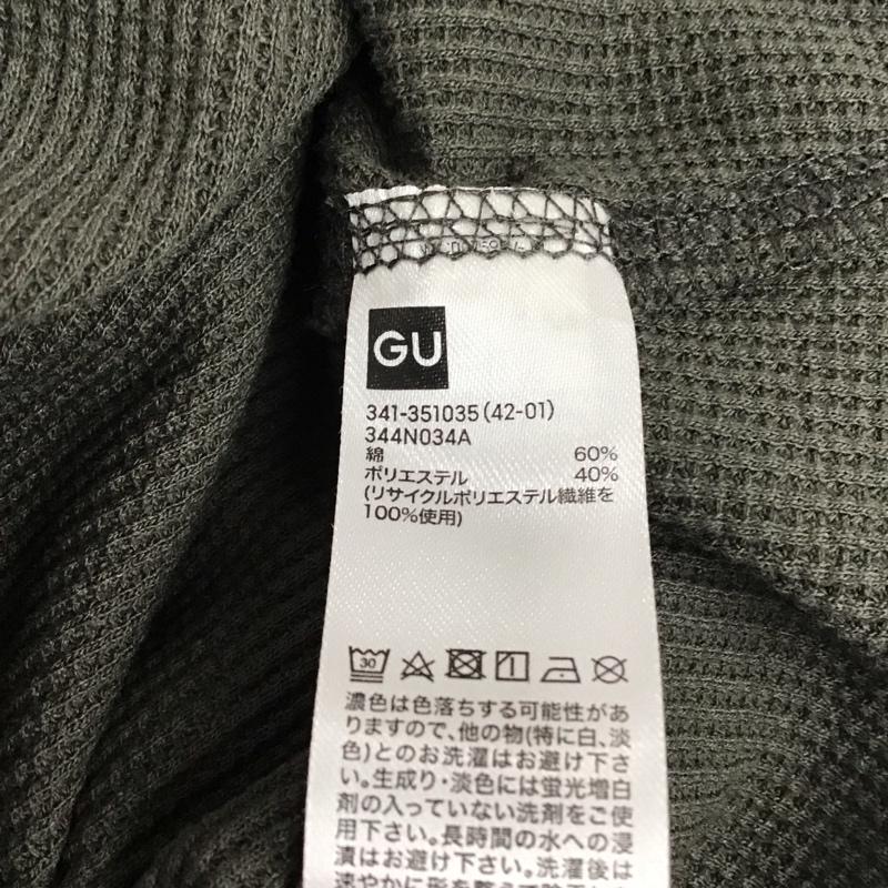 ジーユー GU Tシャツ 半袖 341-351035 ドライワッフルTシャツ 半袖カットソー XL 無地 カーキ / カーキ / メンズ USED 古着 中古 10137636