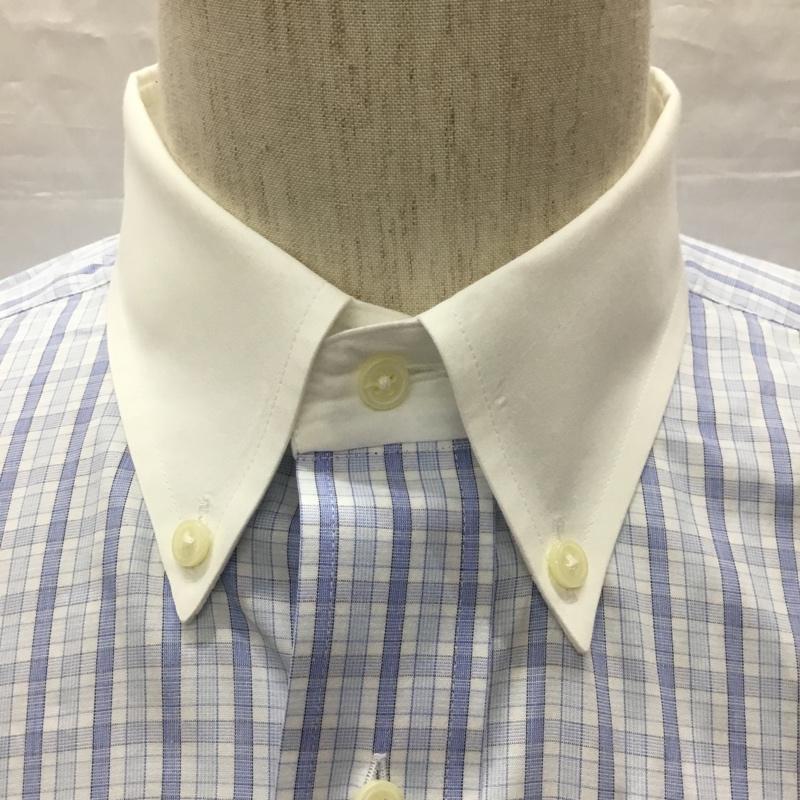 チャップス CHAPS シャツ、ブラウス 長袖 ボタンダウン 40-82 チェック 白 / ホワイト / X 水色 / ライトブルー / メンズ USED 古着 中古 10115529