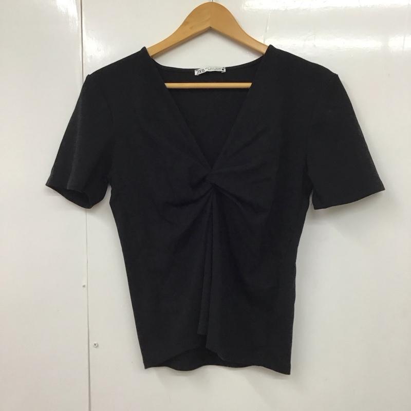 ザラ ZARA カットソー 半袖 L 無地 黒 / ブラック / レディース USED 古着 中古 10130236