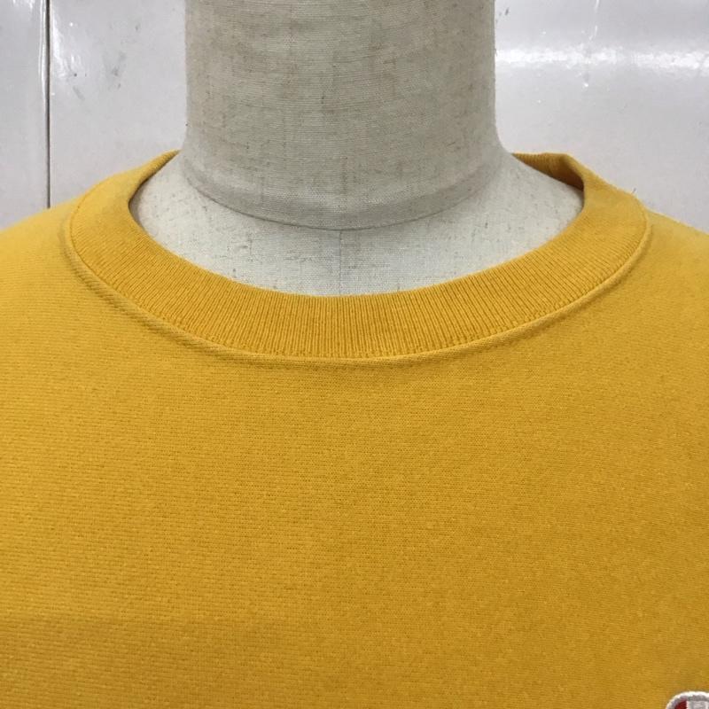 チャンピオン Champion トレーナー 長袖 長袖トレーナー スウェット クルーネック リブスウェットカットソー XL ロゴ、文字 黄 / イエロー /  メンズ USED 古着 中古 10119022