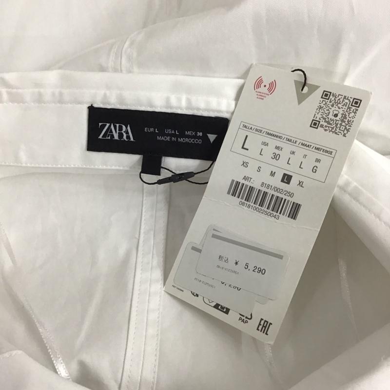 ザラ ZARA シャツ、ブラウス 半袖 半袖シャツ 無地シャツ リボンシャツ カジュアルシャツ L 無地 白 / ホワイト / レディース USED 古着 中古 10126936