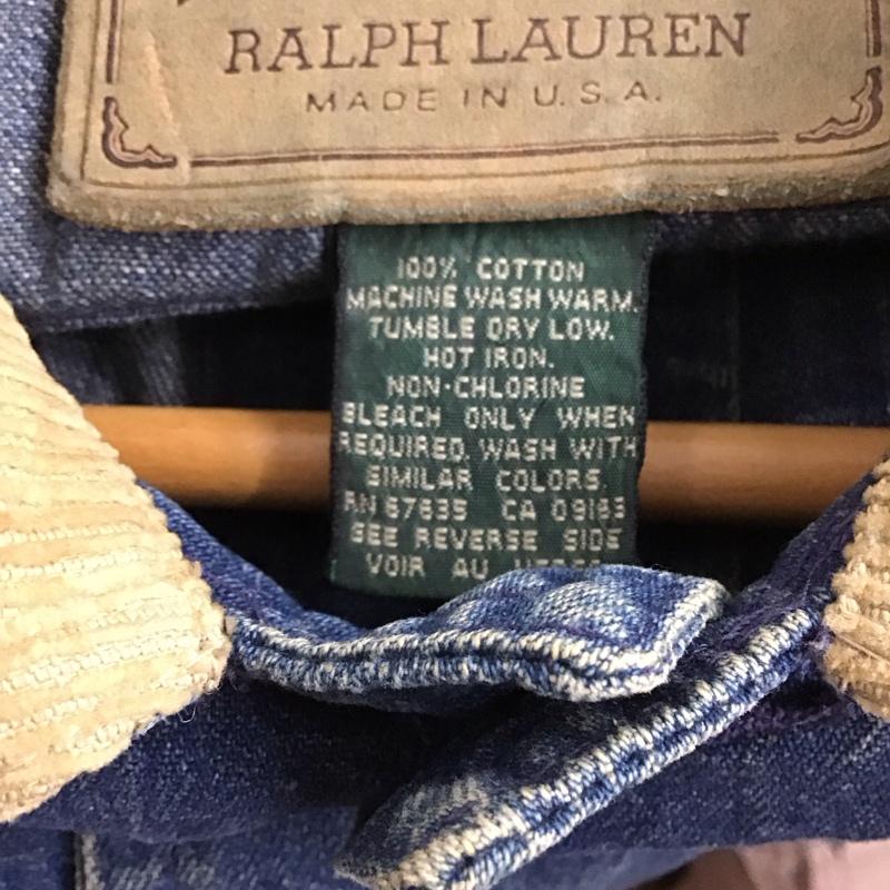ラルフローレン RALPHLAUREN ジャケット、上着 ジャケット、ブレザー デニムジャケット カバーオール 80s polo country L 無地 インディゴ / インディゴ / メンズ USED 古着 中古 10129914