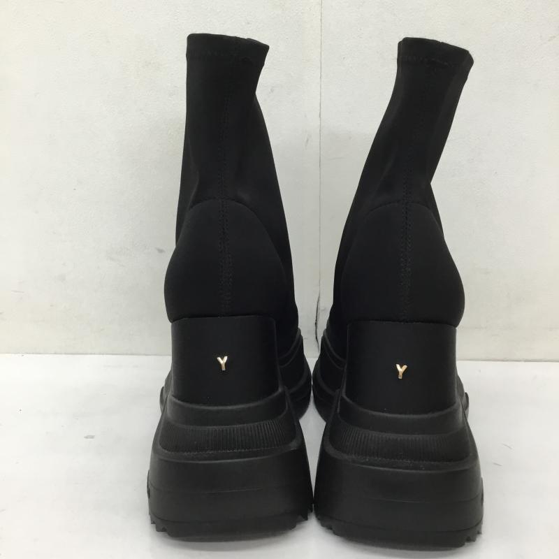 イエロー YELLO ブーツ ショートブーツ DOUBLE SNEAKER SHORT BOOTS M プリント 黒 / ブラック / レディース USED 古着 中古 10133472