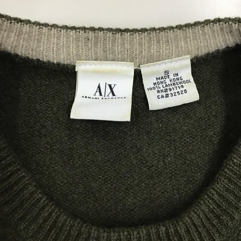 アルマーニエクスチェンジ ARMANI EXCHANGE ニット、セーター 長袖 長袖ニットカットソー ニット セーター クルーネックニット S ロゴ、文字 緑 / グリーン / メンズ USED 古着 中古 10116287