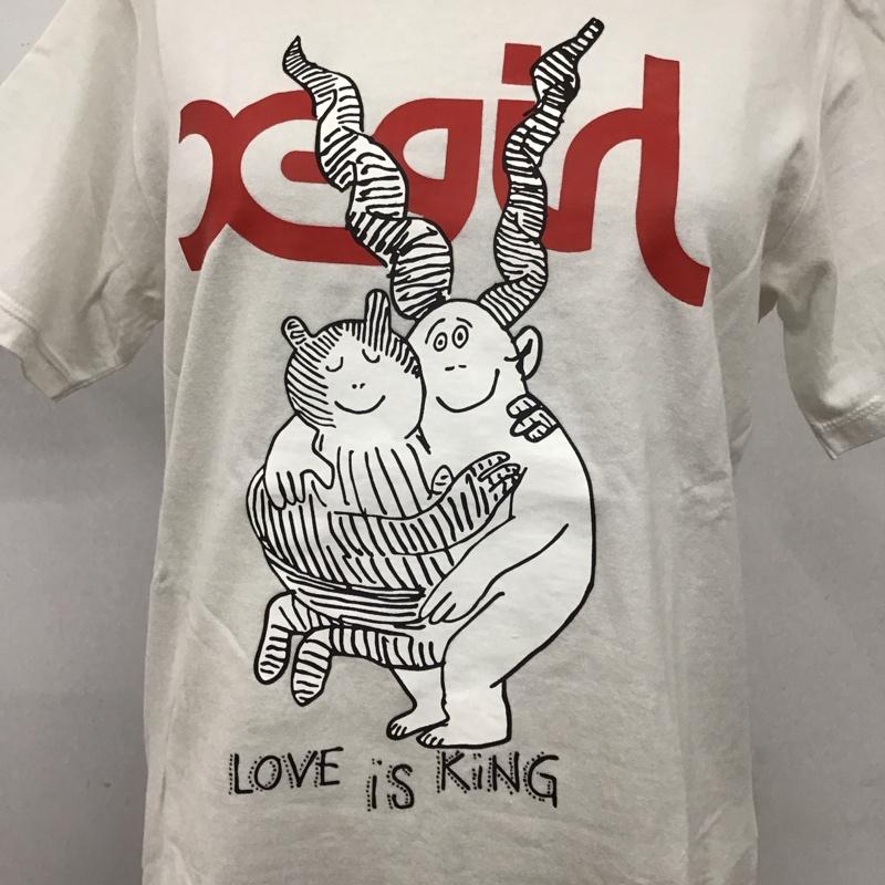 エックスガール X-girl Tシャツ 半袖 LOVE IS KING TEE マークゴンザレス コラボ 2 ロゴ、文字 白 / ホワイト / レディース USED 古着 中古 10112262