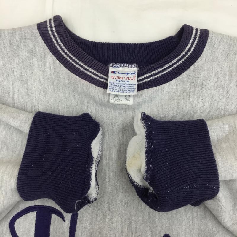 チャンピオン Champion トレーナー 長袖 REVERSE WEAVE USA製 M ロゴ、文字 灰 / グレー / X 紫 / パープル / メンズ USED 古着 中古 10135988