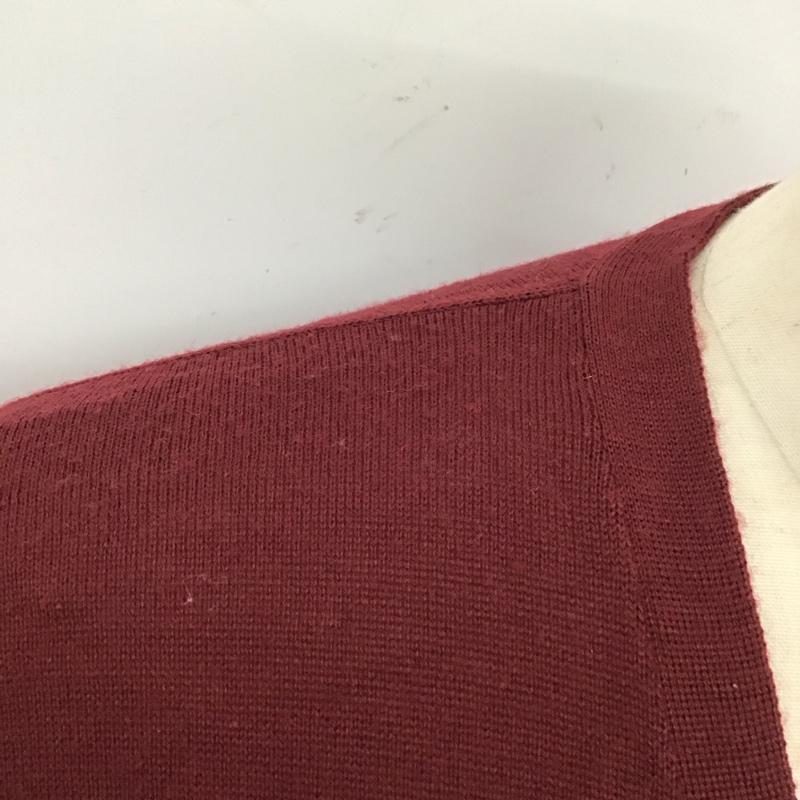 ビームス BEAMS カーディガン 長袖 11-15-0542-048 Vネック XL 無地 えんじ / ワインレッド / メンズ USED 古着 中古 10118113