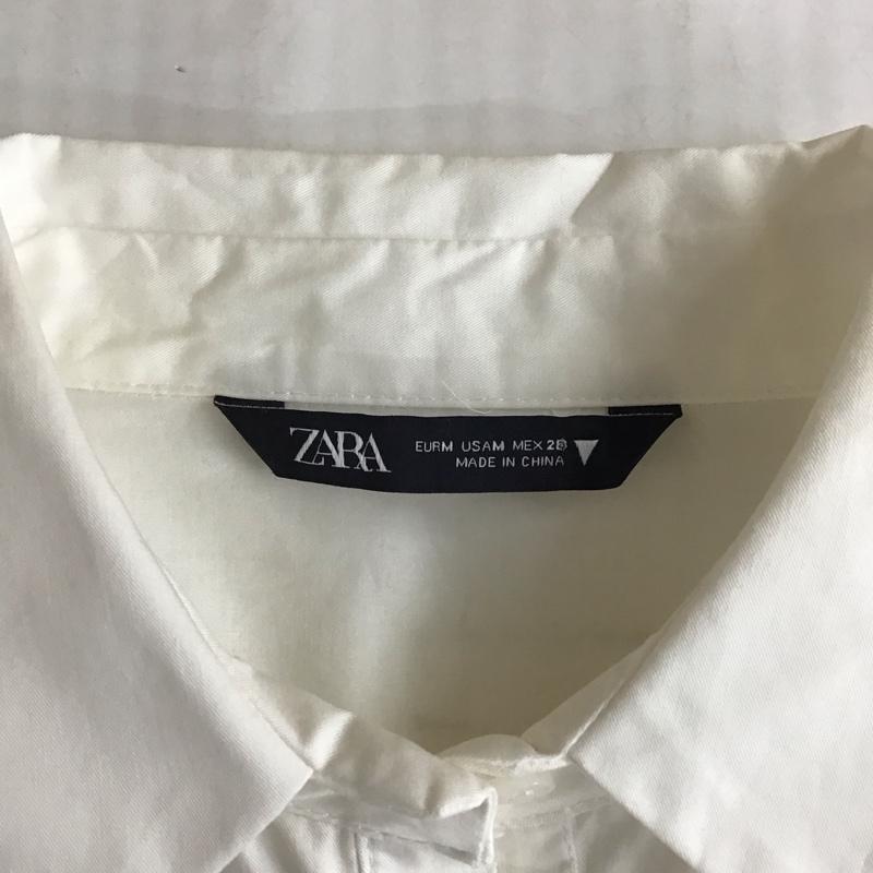 ザラ ZARA ワンピース ひざ丈スカート 7901 903 250 半袖 ティアード シャツワンピース M 無地 白 / ホワイト / レディース USED 古着 中古 10116774