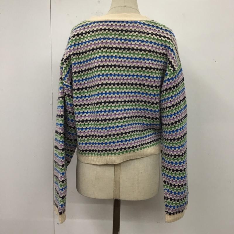 ダブルクローゼット w closet カーディガン 長袖 長袖ニットカーディガン リブニットカーディガン 前ボタン ボーダー柄 マルチカラー / マルチカラー / レディース USED 古着 中古 10124575