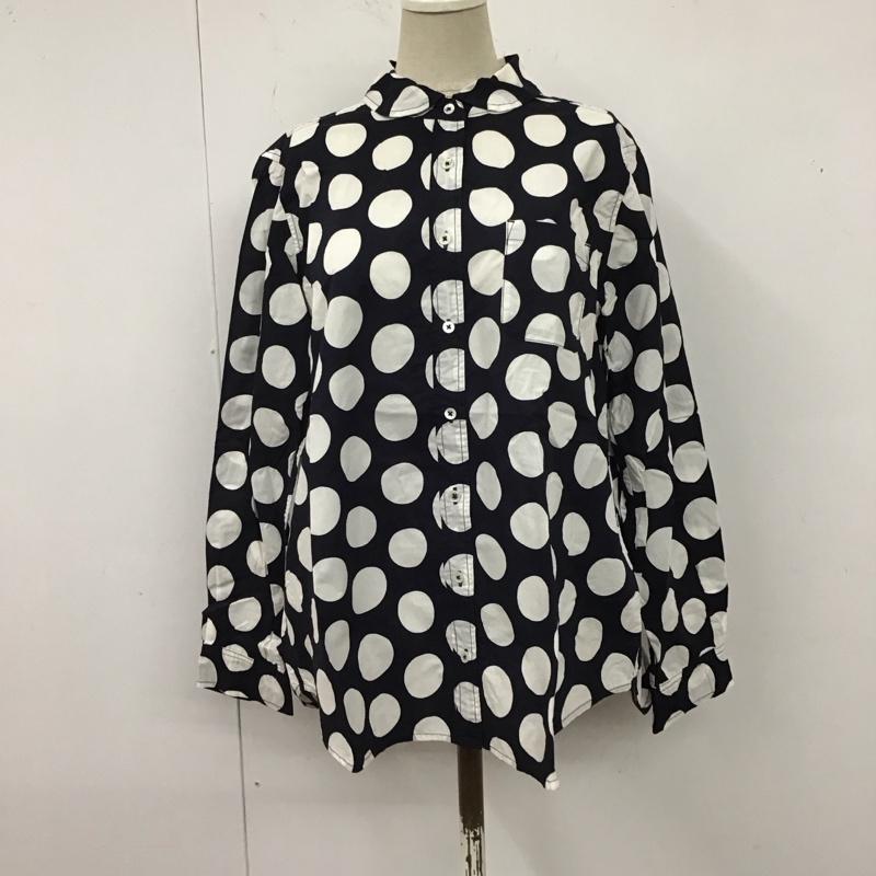 ニコアンド niko and... シャツ、ブラウス 長袖 ON44FA06NN 丸襟 3 ドット 白 / ホワイト / X 紺 / ネイビー / レディース USED 古着 中古 10123106