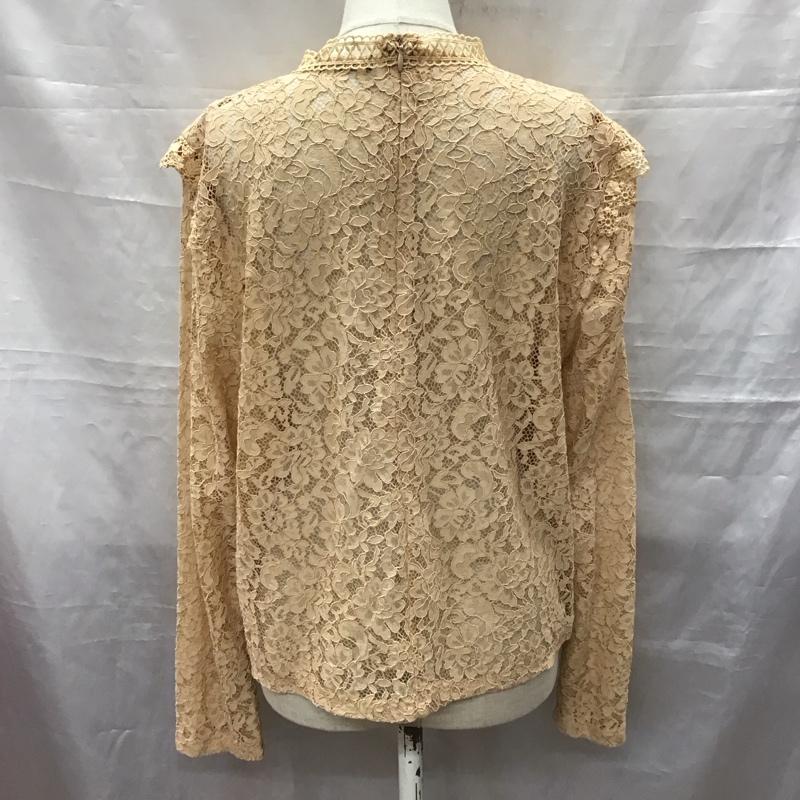 ザラ ZARA カットソー 長袖 長袖カットソー クルーネックカットソー ロングスリーブカットソー レース L 総柄 橙 / オレンジ / レディース USED 古着 中古 10117987