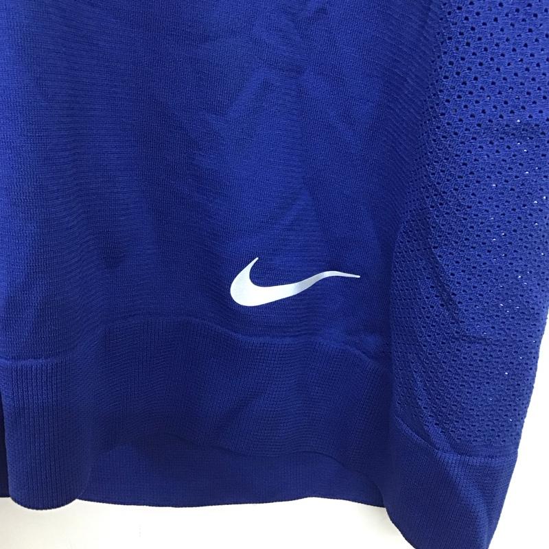 ナイキ NIKE Tシャツ 半袖 AT0579-438 DRI-FIT メッシュ タグ付き L ワンポイント 青 / ブルー / レディース USED 古着 中古 10135608