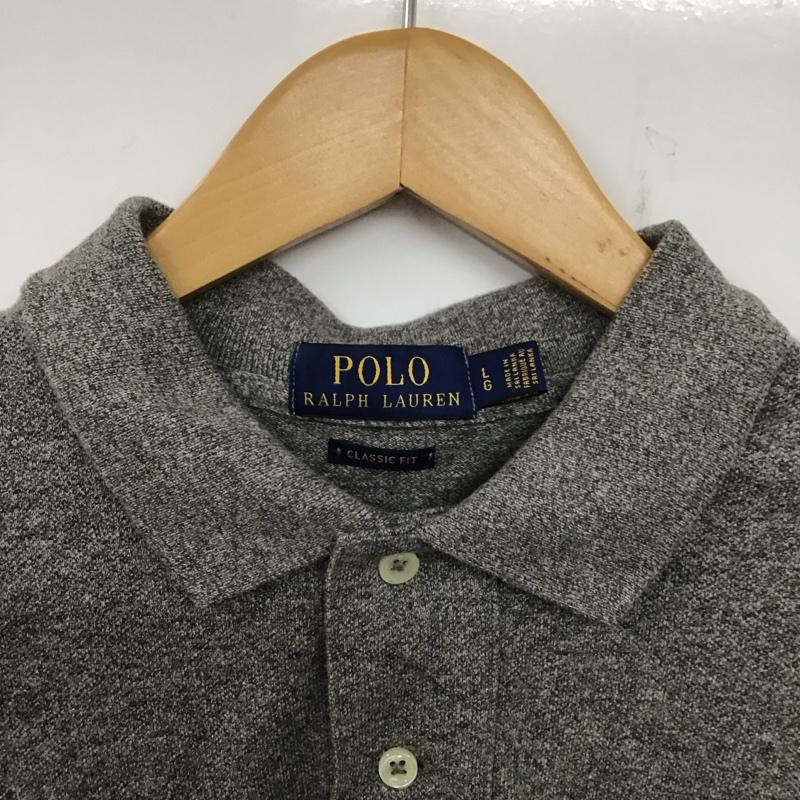 ポロラルフローレン POLO RALPH LAUREN ポロシャツ 長袖 長袖ポロシャツ 長袖カットソー カラーシャツ L ロゴ、文字 灰 / グレー / メンズ USED 古着 中古 10139689