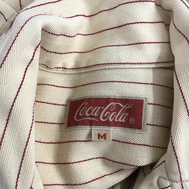 古着 USED シャツ、ブラウス 長袖 長袖シャツ カラーシャツ コカ・コーラ 長袖カットソー ストライプシャツ 古着 M ロゴ、文字 ベージュ / ベージュ /  メンズ USED 古着 中古 10110947
