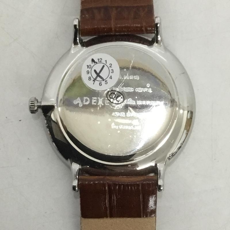 アデクス ADEXE 腕時計 アナログ(クォーツ式) 1868A-04 レザーバンド 箱有 ロゴ、文字 茶 / ブラウン / X 黒 / ブラック / メンズ USED 古着 中古 10135059