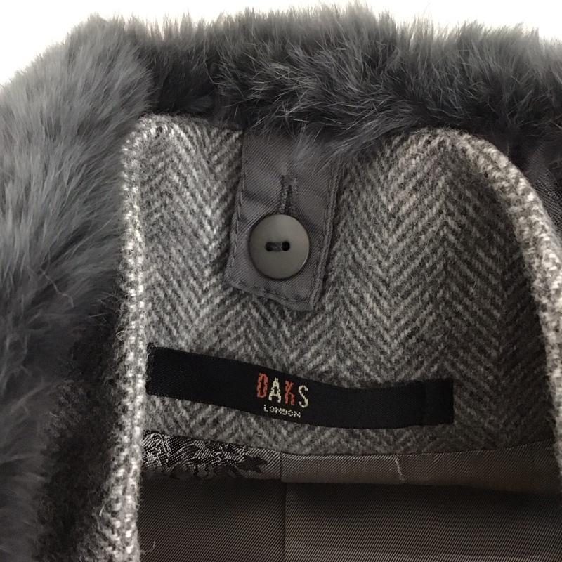ダックス DAKS コート コート一般 ファー付き ロング丈 42 無地 灰 / グレー / レディース USED 古着 中古 10133755