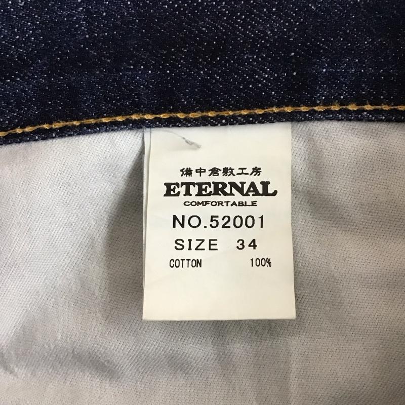エターナル ETERNAL パンツ デニム、ジーンズ デニムパンツ ストレートパンツ ダメージジーンズ ワイドパンツ 34 総柄 インディゴ / インディゴ / メンズ USED 古着 中古 10107200