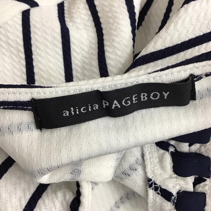 アリシアページボーイ alicia PAGEBOY カットソー 半袖 FREE ボーダー柄 白 / ホワイト / X 紺 / ネイビー /  レディース USED 古着 中古 10114010