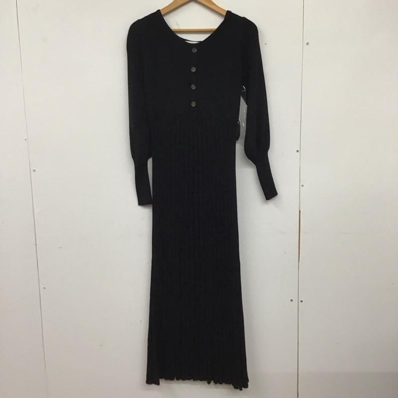 アズールバイマウジー AZUL BY MOUSSY ワンピース ロングスカート 250fsb73-127c PLEATSKNITONEPIECE 長袖ニットワンピース M 無地 黒 / ブラック / レディース USED 古着 中古 10137546