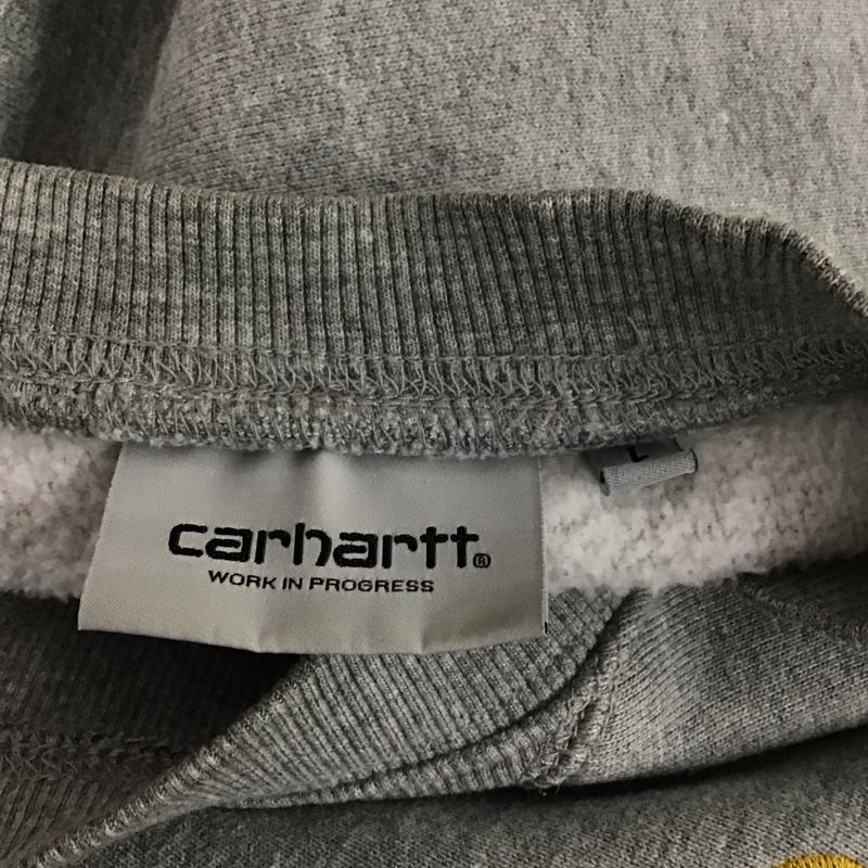 カーハート Carhartt トレーナー 長袖 長袖トレーナー スウェット クルーネック リブスウェットカットソー L ロゴ、文字 灰 / グレー / メンズ USED 古着 中古 10107683