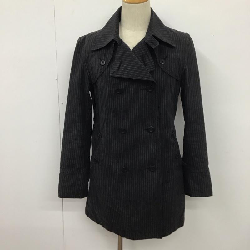 ニックアシュレイ NICKASHLEY コート トレンチコート 8NE30-617-09 L ストライプ 黒 / ブラック / X 白 / ホワイト / メンズ USED 古着 中古 10111569