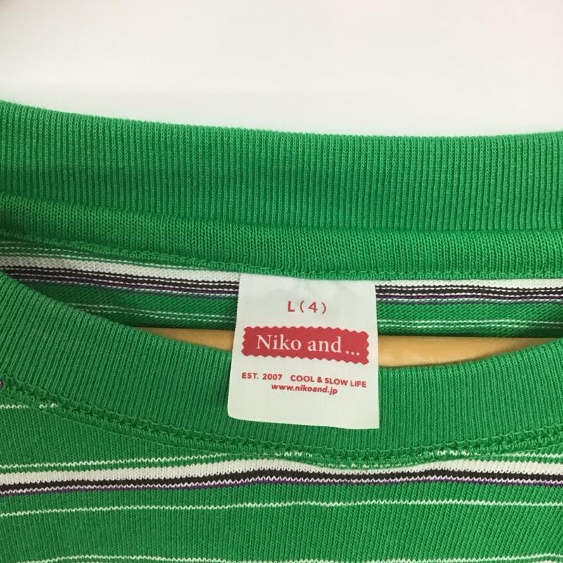 ニコアンド niko and... Tシャツ 半袖 nkn33609ad 半袖カットソー ボーダーシャツ クルーネックカットソー L ボーダー柄 緑 / グリーン / レディース USED 古着 中古 10128907