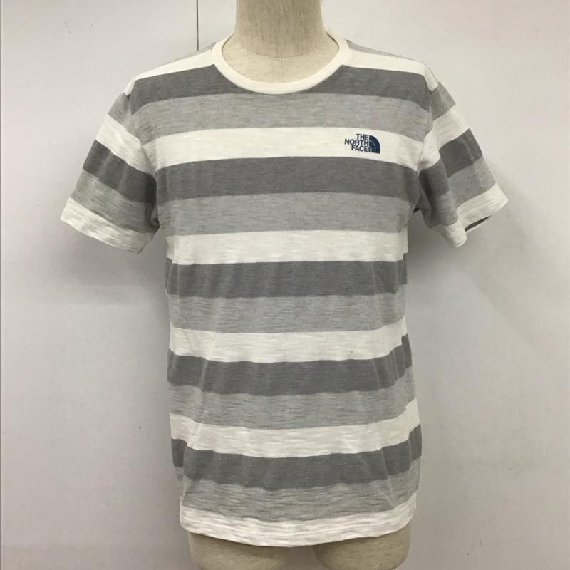 ザノースフェイス THE NORTH FACE Tシャツ 半袖 NT11898 半袖ボーダーTシャツ プリントTシャツ 半袖カットソー M ボーダー柄 白 / ホワイト / X 灰 / グレー / メンズ USED 古着 中古 10110391