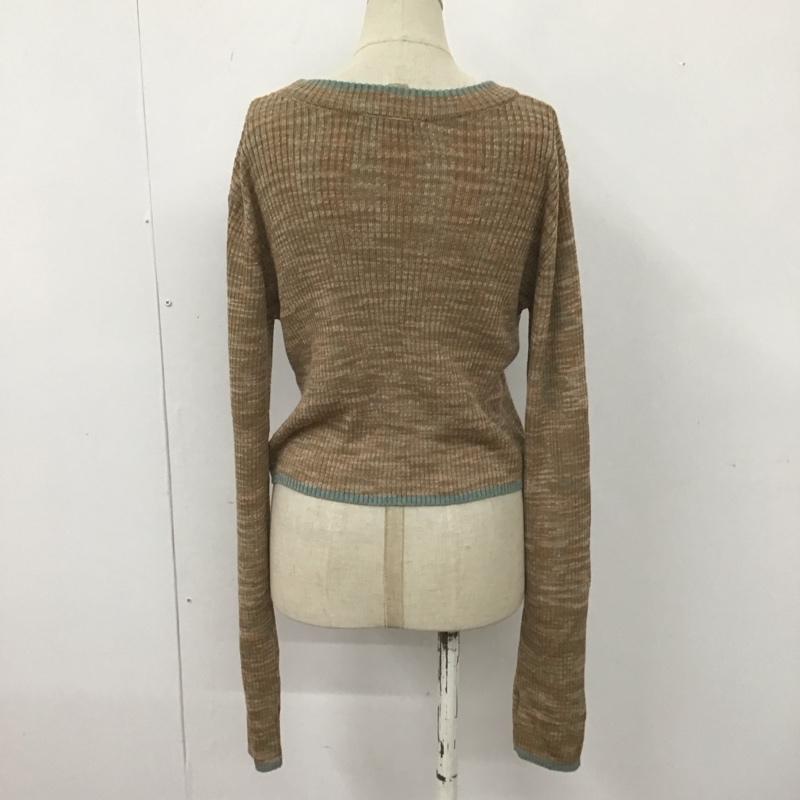 ダブルクローゼット w closet カットソー 長袖 341095 カットアウトハイネックプルオーバー 無地 茶 / ブラウン / X 水色 / ライトブルー /  レディース USED 古着 中古 10108314