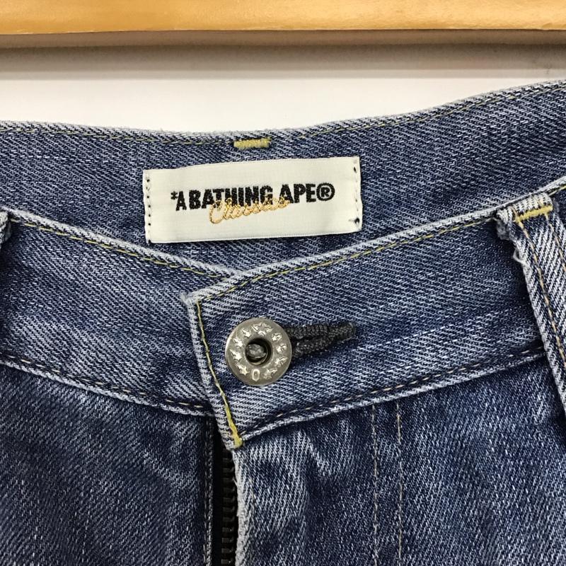 アベイシングエイプ A BATHING APE パンツ デニム、ジーンズ デニムパンツ ワイドパンツ カジュアルパンツ ハーフパンツ XL 無地 インディゴ / インディゴ / メンズ USED 古着 中古 10133373