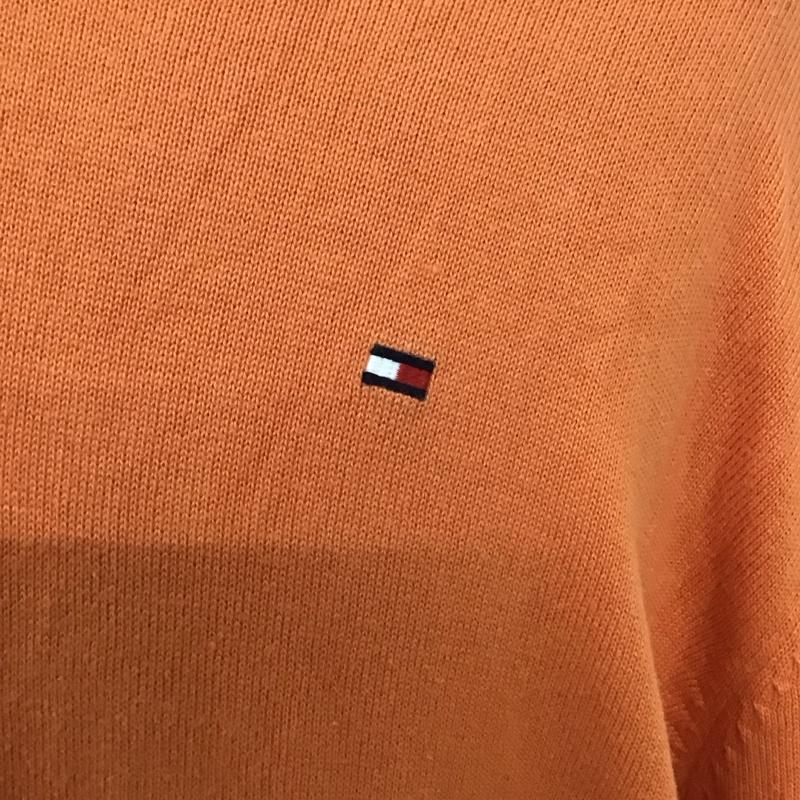 トミーヒルフィガー TOMMY HILFIGER ニット、セーター 長袖 Vネック XL 無地 橙 / オレンジ / メンズ USED 古着 中古 10111776