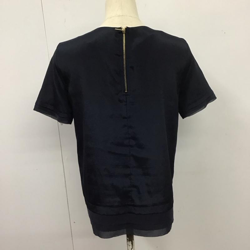 ザラベーシック ZARA BASIC シャツ、ブラウス 半袖 半袖シャツ ノーカラーシャツ クルーネック XS 無地 紺 / ネイビー / レディース USED 古着 中古 10126948