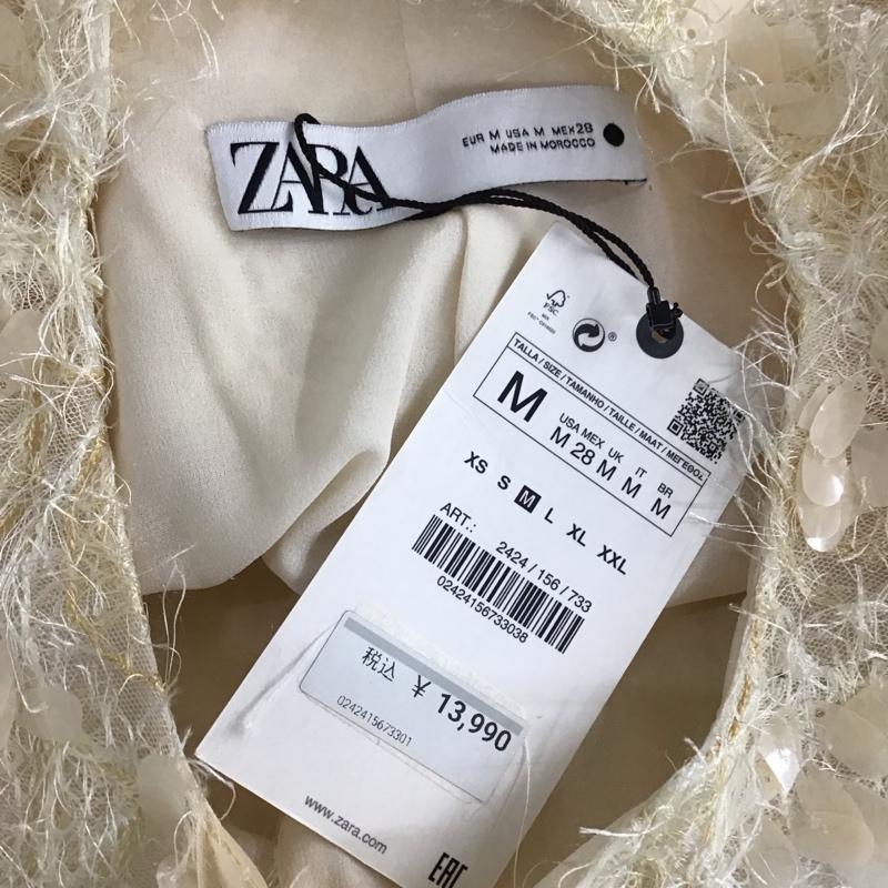 ザラ ZARA ジャケット、上着 ジャケット、ブレザー スパンコールジャケット アウター カジュアルジャケット M 無地 ベージュ / ベージュ / レディース USED 古着 中古 10118512