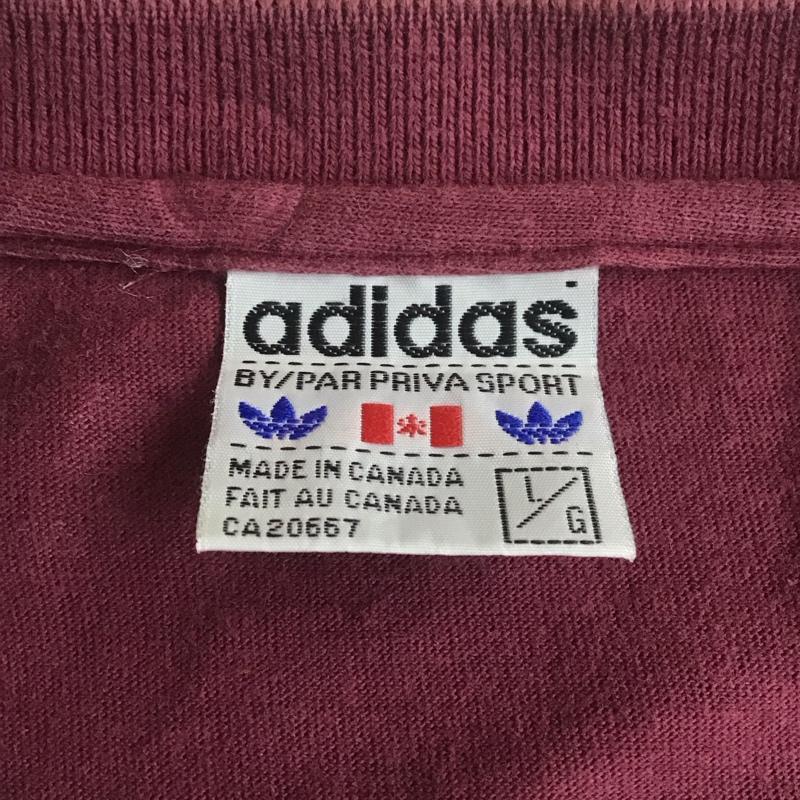 アディダス adidas Tシャツ 半袖 半袖カットソー プリントTシャツ Vネックカットソー スポーツウェア L ロゴ、文字 えんじ / ワインレッド / メンズ USED 古着 中古 10107265