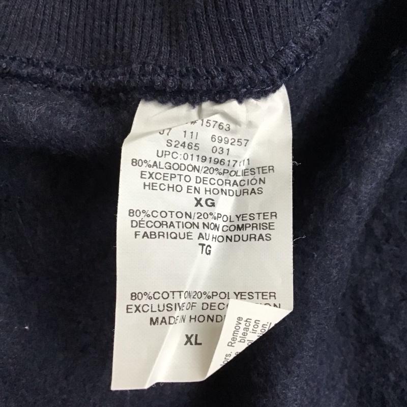 チャンピオン Champion トレーナー 長袖 長袖トレーナー スウェット クルーネック リブスウェットカットソー XL ロゴ、文字 紺 / ネイビー /  メンズ USED 古着 中古 10118258