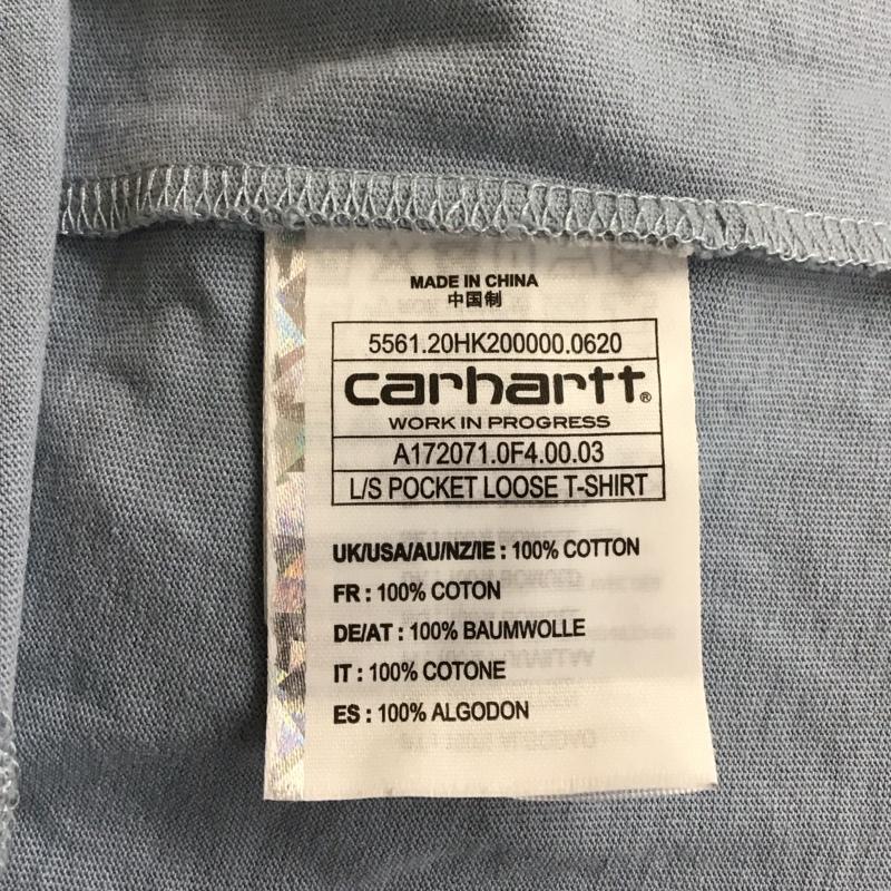 カーハート Carhartt カットソー 長袖 長袖カットソー クルーネックカットソー ロングスリーブカットソー プリントTシャツ L ロゴ、文字 水色 / ライトブルー / メンズ USED 古着 中古 10115717