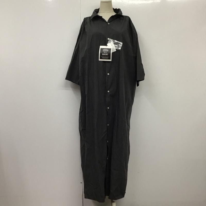 ニコアンド niko and... ワンピース ロングスカート S222CH13AD マーセギャザーハーフSHOP シャツワンピース タグ付き L 無地 チャコールグレー / チャコールグレー / レディース USED 古着 中古 10115289