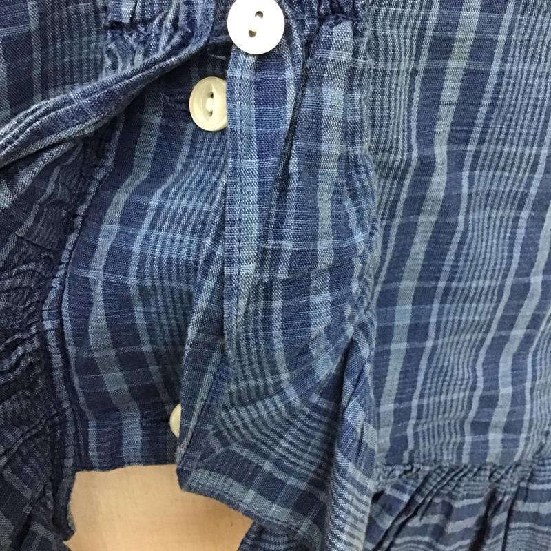 ラルフローレン RALPHLAUREN シャツ、ブラウス 長袖 フリル コットン リネン S チェック 青 / ブルー / レディース USED 古着 中古 10114757