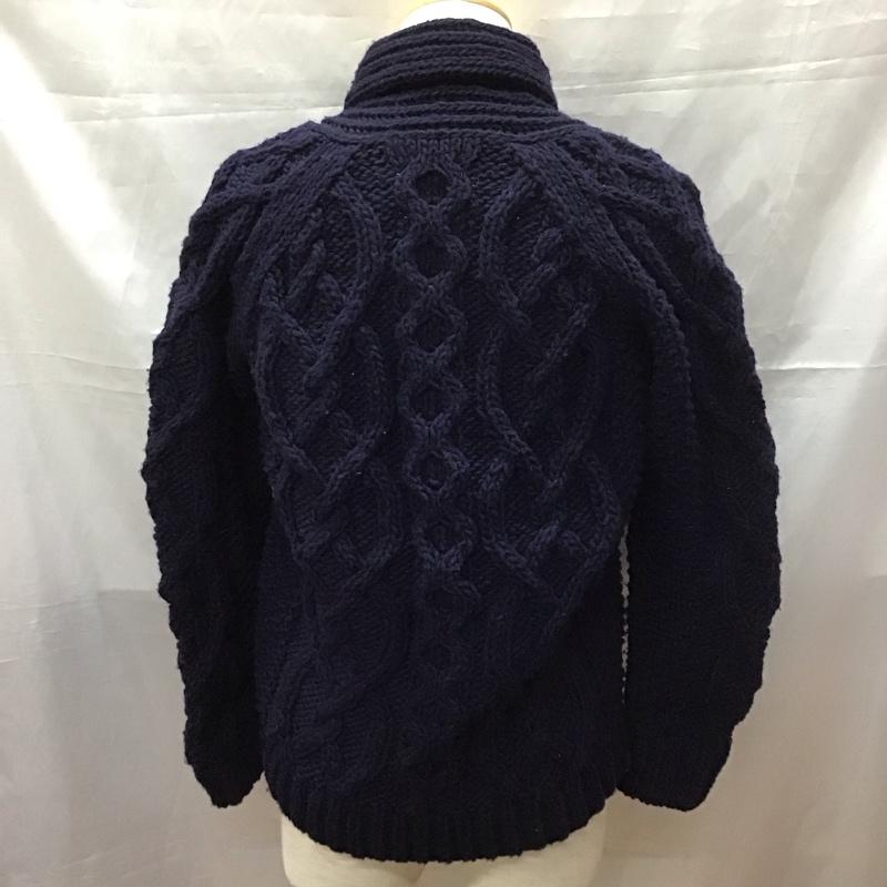 エーグル AIGLE カーディガン 長袖 長袖ニットカーディガン リブニットカーディガン 前ボタン M 無地 紺 / ネイビー / メンズ USED 古着 中古 10111691