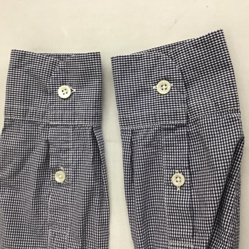 クオドロ quadro シャツ、ブラウス 長袖 長袖シャツ チェックシャツ ノーカラーシャツ 2 チェック 白 / ホワイト / X 青 / ブルー / メンズ USED 古着 中古 10131766