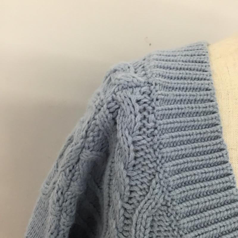 ローリーズファーム LOWRYS FARM ニット、セーター 長袖 長袖ニットカットソー ニット セーター Vネックニット L 総柄 青 / ブルー / レディース USED 古着 中古 10123785