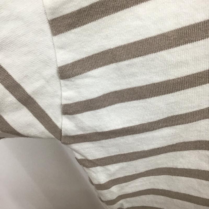サマンサモスモスブルー Samansa Mos2 blue Tシャツ 七分袖 FREE ボーダー柄 白 / ホワイト / X ベージュ / ベージュ / レディース USED 古着 中古 10121533