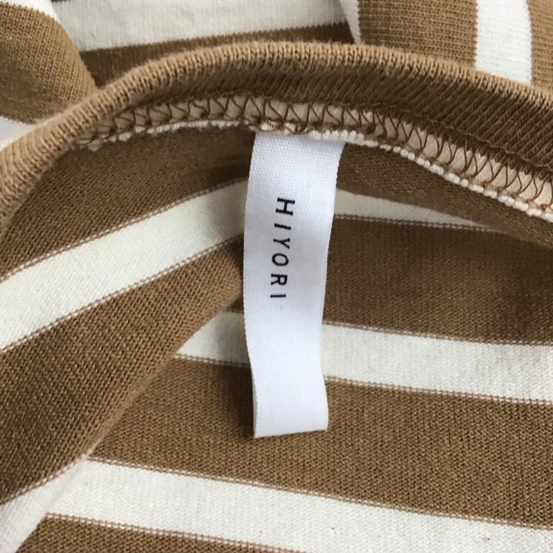 ひより HIYORI カットソー 七分袖 七分丈カットソー クルーネックカットソー ボーダーTシャツ FREE ボーダー柄 白 / ホワイト / X 茶 / ブラウン / レディース USED 古着 中古 10124073