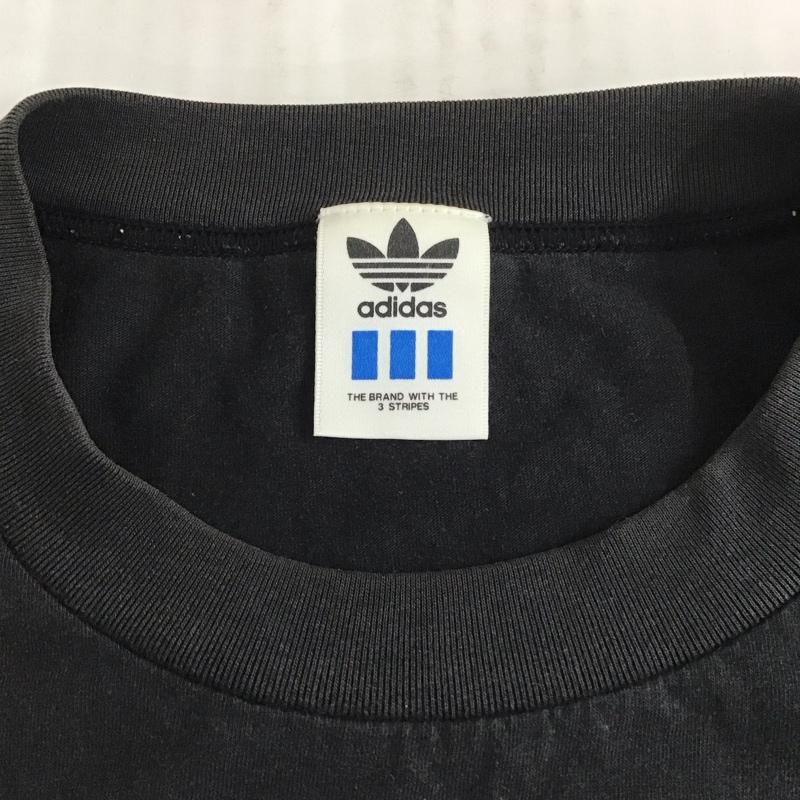 アディダス adidas Tシャツ 半袖 半袖カットソー プリントTシャツ クルーネックカットソー 80s~90s デサント社 プリント 黒 / ブラック /  メンズ USED 古着 中古 10111487