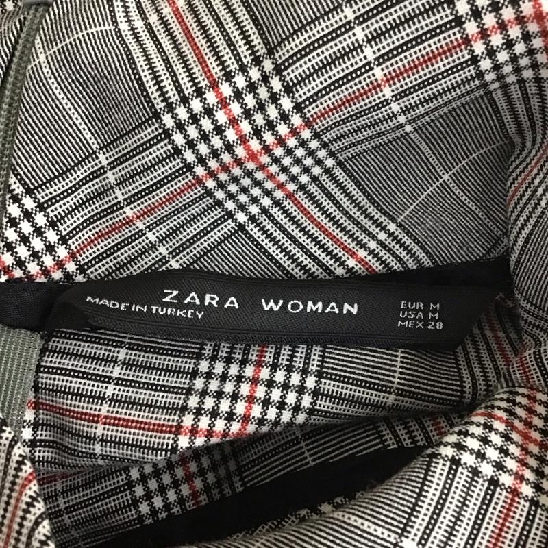 ザラウーマン ZARA WOMAN カットソー 長袖 4437 050 064 スタンドネック M チェック 黒 / ブラック / X 白 / ホワイト / X 赤 / レッド /  レディース USED 古着 中古 10113458