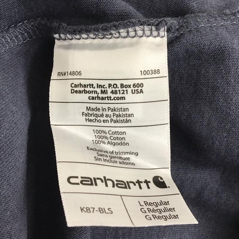 カーハート Carhartt Tシャツ 半袖 半袖カットソー プリントTシャツ クルーネックカットソー L ロゴ、文字 紺 / ネイビー / メンズ USED 古着 中古 10137661
