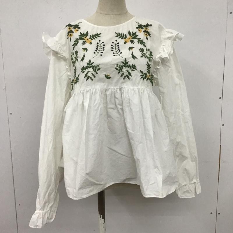 ザラ ZARA カットソー 長袖 7521 001 250 肩フリル M 刺繍 白 / ホワイト /  レディース USED 古着 中古 10107149