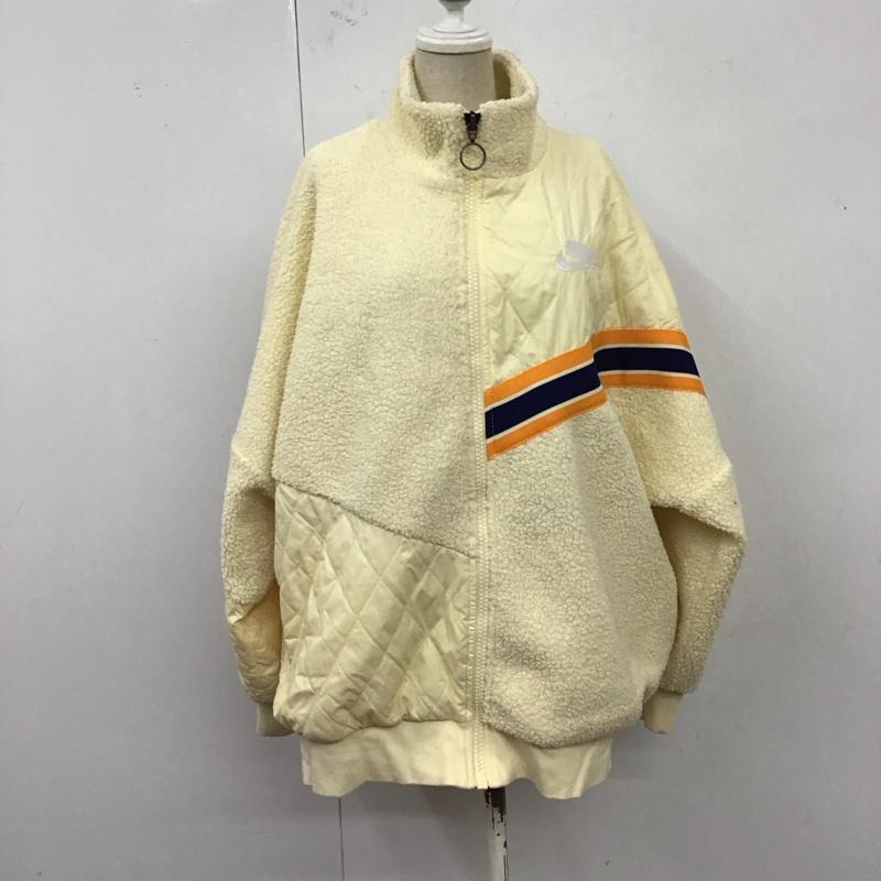 ナイキ NIKE ジャケット、上着 ジャケット、ブレザー BV3041-115 W NSP シェルパ フルジップフーディ ボア フリース M ワンポイント アイボリー / アイボリー / レディース USED 古着 中古 10120847