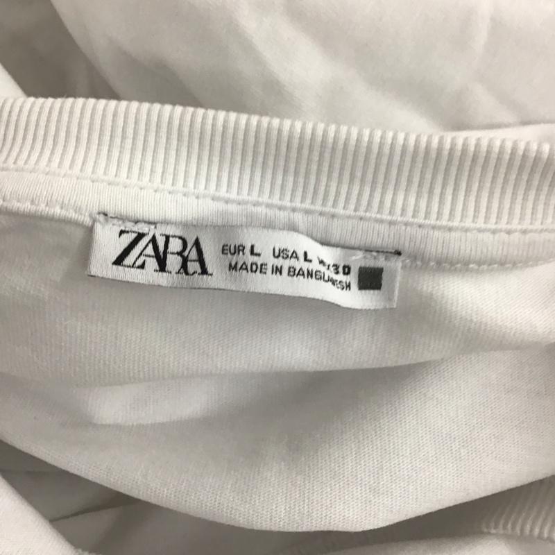ザラ ZARA カットソー 半袖 クルーネック サイドスリット L 無地 白 / ホワイト /  レディース USED 古着 中古 10112052